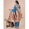 Women's Linen Cotton Printed Saree With Unstitched Blouse 5.5Mtr (Blue) Women's Linen Cotton Printed Saree With Unstitched Blouse 5.5Mtr (Blue)