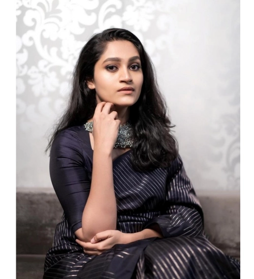 Women's Silk Printed Saree With Unstitched Blouse 5.5Mtr (Black)