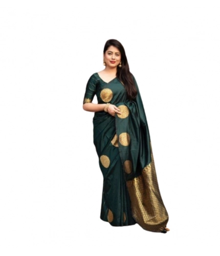 Women's Silk Printed Saree With Unstitched Blouse 5.5Mtr (Green)