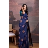Women's Silk Printed Saree With Unstitched Blouse 5.5Mtr (Navy Blue) Women's Silk Printed Saree With Unstitched Blouse 5.5Mtr (Navy Blue)