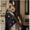 Women's Silk Printed Saree With Unstitched Blouse 5.5Mtr (Black) Women's Silk Printed Saree With Unstitched Blouse 5.5Mtr (Black)