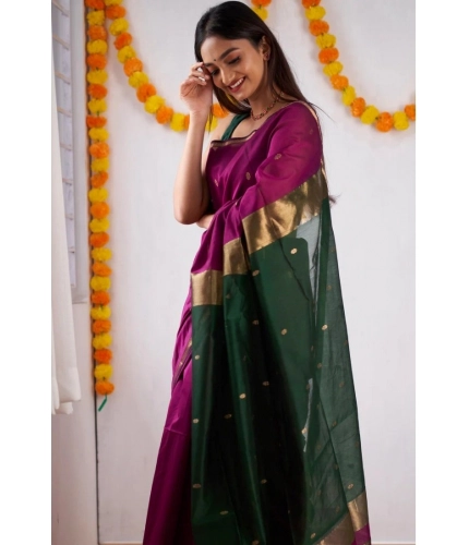 Women's Cotton Printed Saree With Unstitched Blouse 5.5Mtr (Wine) Women's Cotton Printed Saree With Unstitched Blouse 5.5Mtr (Wine)