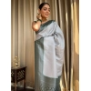 Women's Silk Printed Saree With Unstitched Blouse 5.5Mtr (Grey) Women's Silk Printed Saree With Unstitched Blouse 5.5Mtr (Grey)