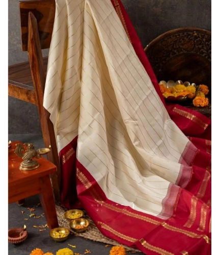 Women's Silk Printed Saree With Unstitched Blouse 5.5Mtr (Off White) Women's Silk Printed Saree With Unstitched Blouse 5.5Mtr (Off White)