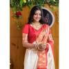 Women's Silk Printed Saree With Unstitched Blouse 5.5Mtr (White-Red) Women's Silk Printed Saree With Unstitched Blouse 5.5Mtr (White-Red)
