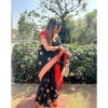 Women's Silk Printed Saree With Unstitched Blouse 5.5Mtr (Black-Red) Women's Silk Printed Saree With Unstitched Blouse 5.5Mtr (Black-Red)
