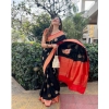 Women's Silk Printed Saree With Unstitched Blouse 5.5Mtr (Black-Red) Women's Silk Printed Saree With Unstitched Blouse 5.5Mtr (Black-Red)