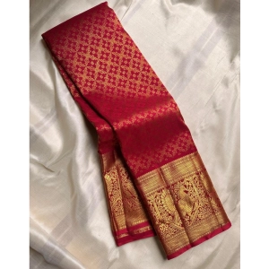 Generic Women's Silk Printed Saree With Unstitched Blouse 5.5Mtr (Maroon)