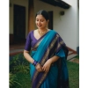 Women's Silk Printed Saree With Unstitched Blouse 5.5Mtr (Blue) Women's Silk Printed Saree With Unstitched Blouse 5.5Mtr (Blue)