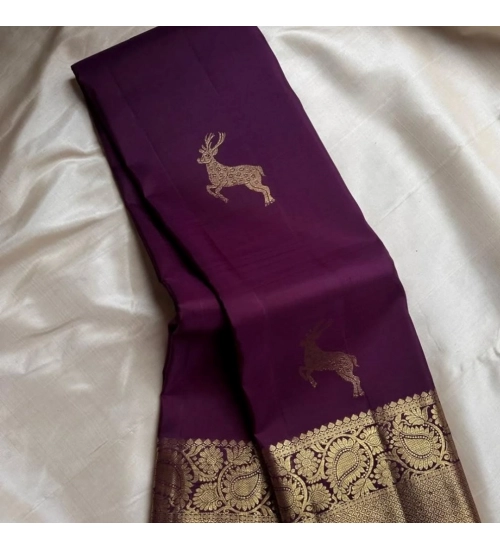 Women's Silk Printed Saree With Unstitched Blouse 5.5Mtr (Wine)