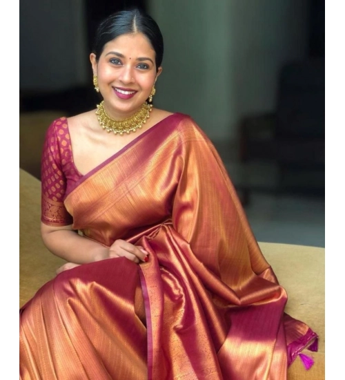 Women's Silk Printed Saree With Unstitched Blouse 5.5Mtr (Maroon)