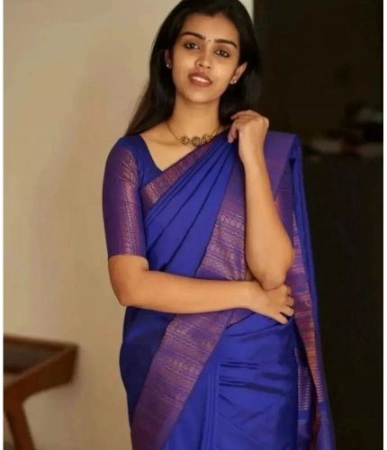 Women's Silk Printed Saree With Unstitched Blouse 5.5Mtr (Blue) Women's Silk Printed Saree With Unstitched Blouse 5.5Mtr (Blue)