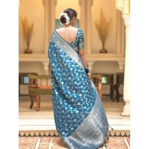 Generic Women's Silk Printed Saree With Unstitched Blouse 5.5Mtr (Rama)