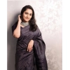Women's Silk Printed Saree With Unstitched Blouse 5.5Mtr (Black)