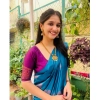 Women's Silk Printed Saree With Unstitched Blouse 5.5Mtr (Rama)