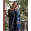 Women's Silk Printed Saree With Unstitched Blouse 5.5Mtr (Navy Blue) Women's Silk Printed Saree With Unstitched Blouse 5.5Mtr (Navy Blue)