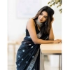 Women's Cotton Printed Saree With Unstitched Blouse 5.5Mtr (Black) Women's Cotton Printed Saree With Unstitched Blouse 5.5Mtr (Black)