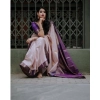 Women's Silk Printed Saree With Unstitched Blouse 5.5Mtr (Purple)