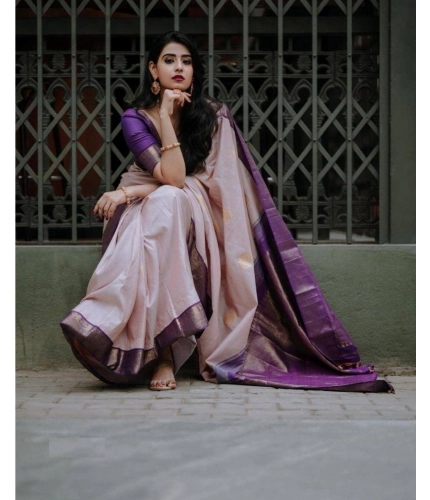 Women's Silk Printed Saree With Unstitched Blouse 5.5Mtr (Purple) Women's Silk Printed Saree With Unstitched Blouse 5.5Mtr (Purple)