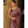 Women's Silk Printed Saree With Unstitched Blouse 5.5Mtr (Maroon) Women's Silk Printed Saree With Unstitched Blouse 5.5Mtr (Maroon)