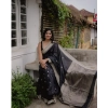 Women's Silk Printed Saree With Unstitched Blouse 5.5Mtr (Black) Women's Silk Printed Saree With Unstitched Blouse 5.5Mtr (Black)