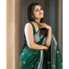 Women's Cotton  Printed Saree With Unstitched Blouse 5.5Mtr (Green)