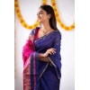 Women's Cotton Printed Saree With Unstitched Blouse 5.5Mtr (Blue) Women's Cotton Printed Saree With Unstitched Blouse 5.5Mtr (Blue)