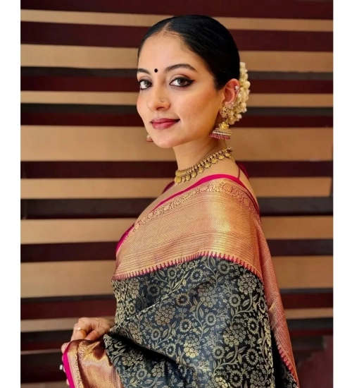 Women's Silk Printed Saree With Unstitched Blouse 5.5Mtr (Green)