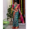 Women's Silk Printed Saree With Unstitched Blouse 5.5Mtr (Teal Blue) Women's Silk Printed Saree With Unstitched Blouse 5.5Mtr (Teal Blue)