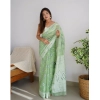 Women's Cotton Printed Saree With Unstitched Blouse 5.5Mtr (Pista) Women's Cotton Printed Saree With Unstitched Blouse 5.5Mtr (Pista)