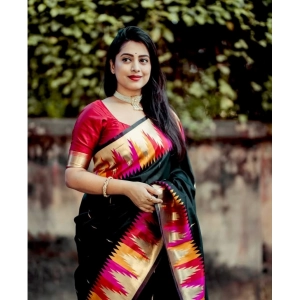 Generic Women's Silk Printed Saree With Unstitched Blouse 5.5Mtr (Multicolor)