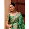 Women's Silk Printed Saree With Unstitched Blouse 5.5Mtr (Green) Women's Silk Printed Saree With Unstitched Blouse 5.5Mtr (Green)