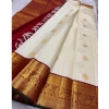 Women's Silk Printed Saree With Unstitched Blouse 5.5Mtr (Off White-Red) Women's Silk Printed Saree With Unstitched Blouse 5.5Mtr (Off White-Red)