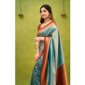 Generic Women's Silk Printed Saree With Unstitched Blouse 5.5Mtr (Rama)