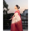 Women's Silk Printed Saree With Unstitched Blouse 5.5Mtr (White-Pink) Women's Silk Printed Saree With Unstitched Blouse 5.5Mtr (White-Pink)
