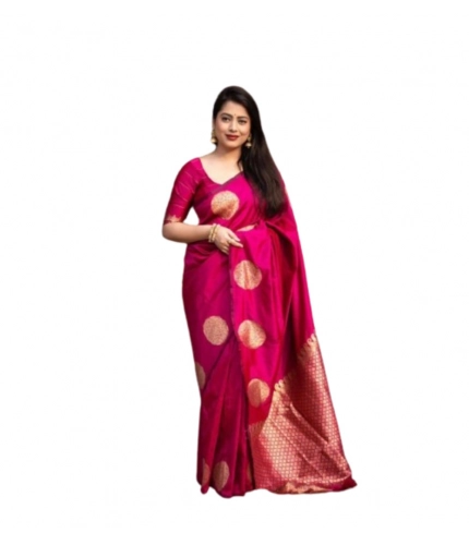Women's Silk Printed Saree With Unstitched Blouse 5.5Mtr (Pink) Women's Silk Printed Saree With Unstitched Blouse 5.5Mtr (Pink)