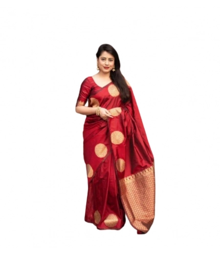 Women's Silk Printed Saree With Unstitched Blouse 5.5Mtr (Red) Women's Silk Printed Saree With Unstitched Blouse 5.5Mtr (Red)