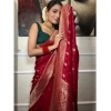 Women's Silk Printed Saree With Unstitched Blouse 5.5Mtr (Red) Women's Silk Printed Saree With Unstitched Blouse 5.5Mtr (Red)