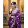 Women's Silk Printed Saree With Unstitched Blouse 5.5Mtr (Purple) Women's Silk Printed Saree With Unstitched Blouse 5.5Mtr (Purple)