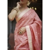 Women's Cotton  Printed Saree With Unstitched Blouse 5.5Mtr (Peach)