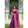 Women's Silk Printed Saree With Unstitched Blouse 5.5Mtr (Purple) Women's Silk Printed Saree With Unstitched Blouse 5.5Mtr (Purple)