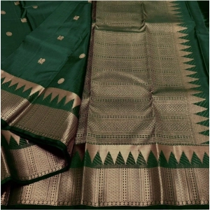 Generic Women's Silk Printed Saree With Unstitched Blouse 5.5Mtr (Green)
