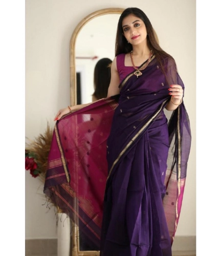 Women's Cotton Printed Saree With Unstitched Blouse 5.5Mtr (Navy Blue) Women's Cotton Printed Saree With Unstitched Blouse 5.5Mtr (Navy Blue)