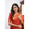 Women's Silk Printed Saree With Unstitched Blouse 5.5Mtr (Orange) Women's Silk Printed Saree With Unstitched Blouse 5.5Mtr (Orange)