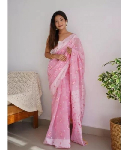 Women's Cotton Printed Saree With Unstitched Blouse 5.5Mtr (Pink) Women's Cotton Printed Saree With Unstitched Blouse 5.5Mtr (Pink)