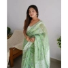 Women's Cotton Printed Saree With Unstitched Blouse 5.5Mtr (Pista) Women's Cotton Printed Saree With Unstitched Blouse 5.5Mtr (Pista)