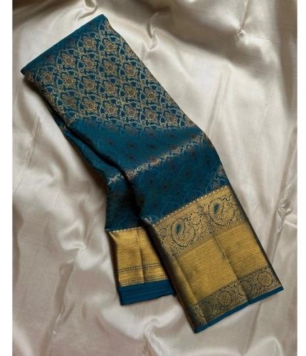 Women's Silk Printed Saree With Unstitched Blouse 5.5Mtr (Rama) Women's Silk Printed Saree With Unstitched Blouse 5.5Mtr (Rama)