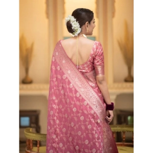 Generic Women's Silk Printed Saree With Unstitched Blouse 5.5Mtr (Peach)