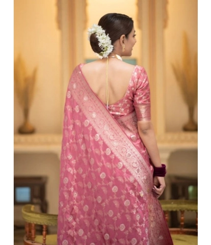Women's Silk Printed Saree With Unstitched Blouse 5.5Mtr (Peach) Women's Silk Printed Saree With Unstitched Blouse 5.5Mtr (Peach)