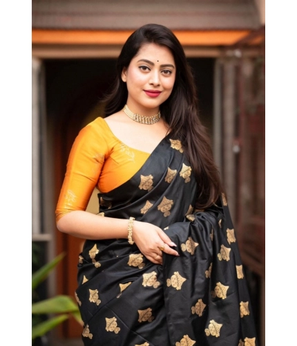 Women's Silk Printed Saree With Unstitched Blouse 5.5Mtr (Yellow) Women's Silk Printed Saree With Unstitched Blouse 5.5Mtr (Yellow)